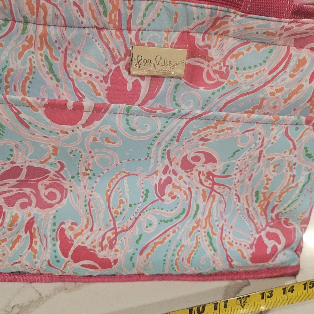 Lilly Pulitzer Pink and Aqua Tote Bag - Picture 3 of 6